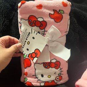 Hello Kitty Pink and Red Plush Blanket
